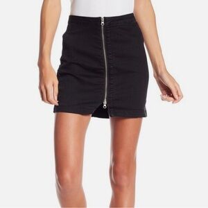 Free People This Way or That Way Black Denim Zip Mini Skirt size 2 Black NWOT